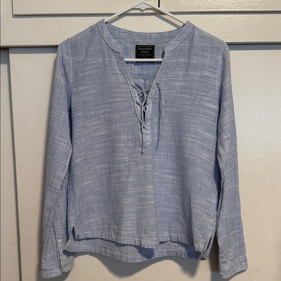Abercrombie & Fitch Sky Blue Lace-Up Blouse - Picture 4 of 5